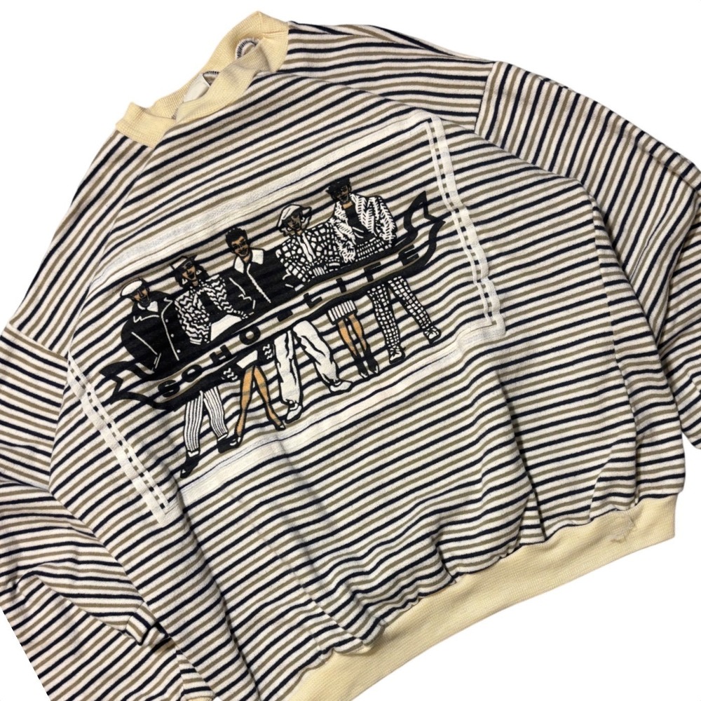 True Vintage Soho‎ Life Sweatshirt Womens M Boxy Cropped 80s USA Stripe Rare